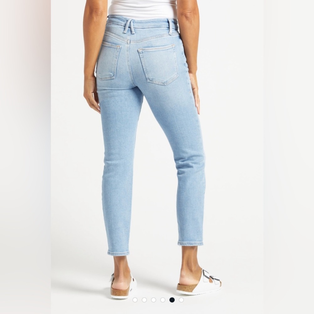 Good American Good Legs Cig Jeans 4/27 High Rise Stretch Straight Light Wash